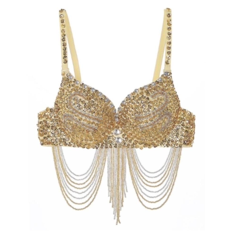 Gold Sequin Embellished Bra